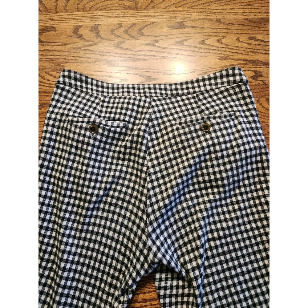 Anthropologie Pants Womens Crop Flare Ankle Knit Black & White Plaid Size 2 - Picture 8 of 10